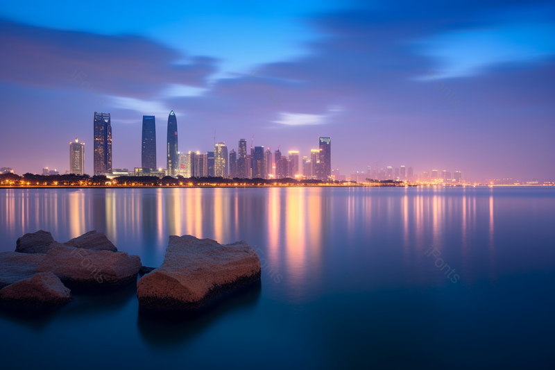苏州金鸡湖风光美丽夜景城市建筑倒影,高清,摄影图,摄影图片,图片大全,摄影图免费下载